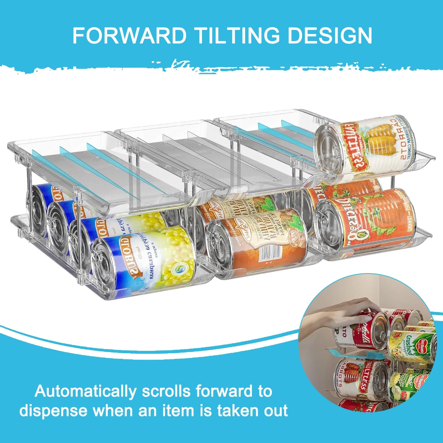 YUSS Can Organizer for Pantry Free Combination Can Dispenser,Clear 3 Sets 3 Tier Storage Rack for 36 Cans Soda Can Organizer for Fridge,Suitable for Cabinet Pantry Fridge Countertop