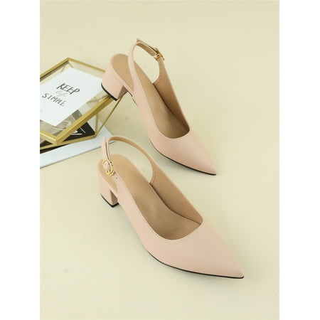 

Point Toe Chunky Heeled Slingback Pumps Women‘s Footwear
