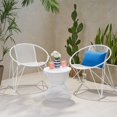 thumbnail image 2 of Noble House Erikson 3 Piece Outdoor Iron Conversation Set in Matte White, 2 of 11