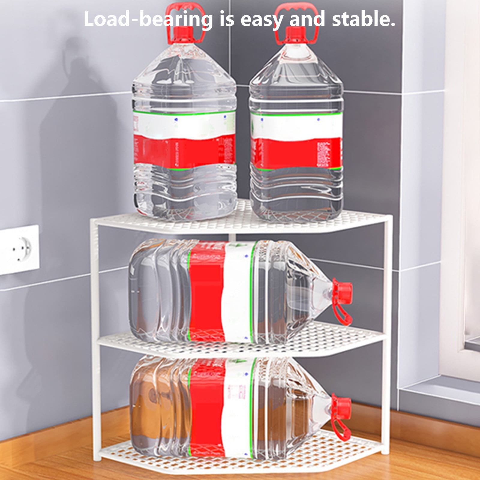 Vacemry Under $5 Kitchen Shelf Storage Rack, Countertop Corner Pot Organizer, Under Sink Layered Pan Holder, Metal Cabinet Cookware Stand, Space Saving Utensil Rack for Pots Pans