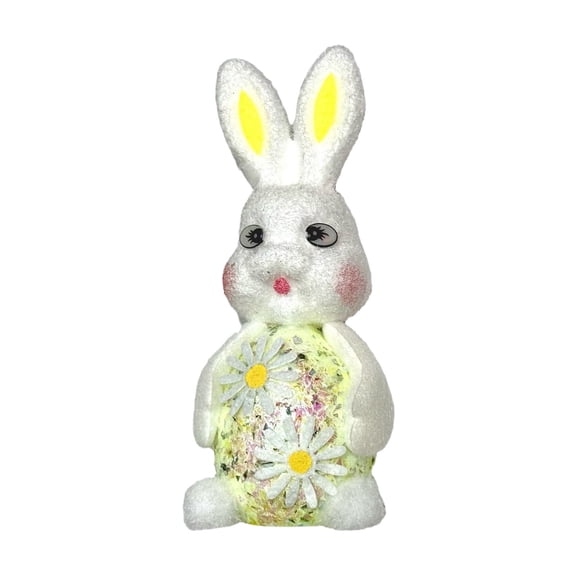 Yellow Sunny Yellow Easter Bunny Figurine With Floral Embellishments For Creating A Festive Spring Atmosphere