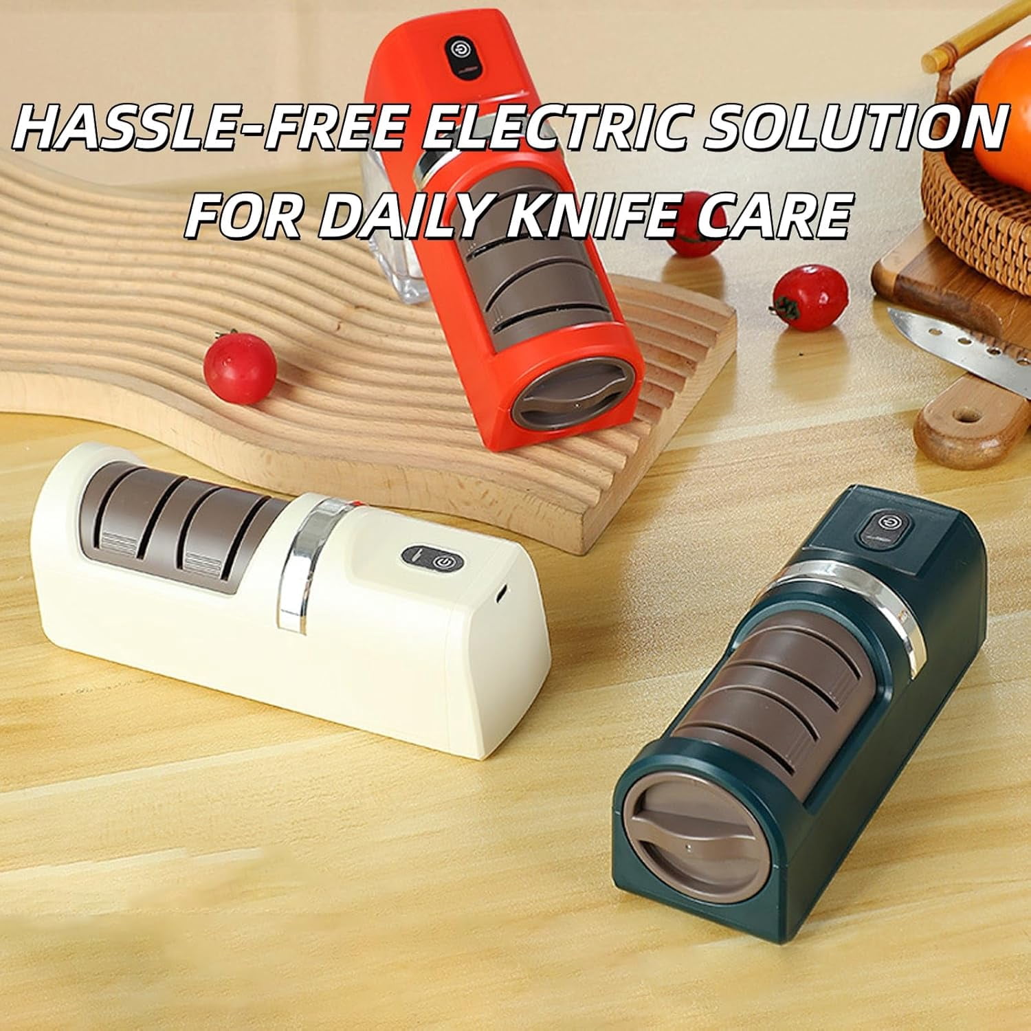 2026 New Automatic Kitchen Knife Sharpener, Upgraded USB Rechargeable Cordless Electric Knife Sharpener, Sharpening System with Diamond Grinding Wheel & Strong Suction Base