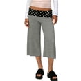 thumbnail image 2 of Foldover Waist Culottes for Women Low Rise Cropped Wide Leg Summer Casual Lounge Yoga Capri Pants Light Gray S, 2 of 7