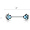 thumbnail image 3 of shiyou-Synthetic Turquoise Set Tribal Fan Nipple Barbells, Sold as a Pair, 3 of 4