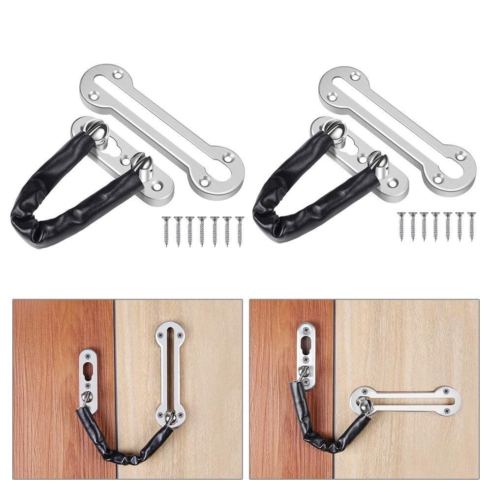 High Quality Security Door Chain Restrictor Satin Stainless Steel /Leather 130mm 