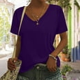 thumbnail image 6 of qucoqpe Summer Tops for Women V Neck Short Sleeve Blouse Casual Loose T-shirts Solid Color Basic Tees, 6 of 6