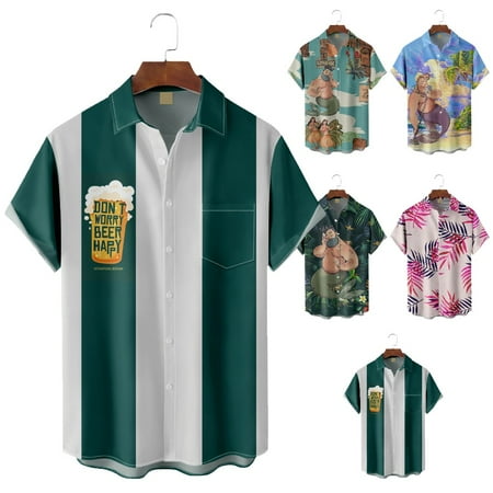 

Men s Women s Crewneck Button Down Shirts Tropical Holiday Bowling Shirts for Boys 5-14 Years
