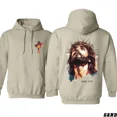 thumbnail image 2 of Jesus Christ Hoodie - John 3:16 Bible Verse Graphic, Crown of Thorns Artwork, Unisex Religious Pullover for Faithful Believers, Perfect Christian Gift, 2 of 6