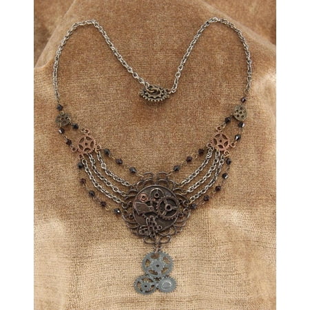 Steampunk Gear Chain Antique Necklace Adult Halloween Accessory