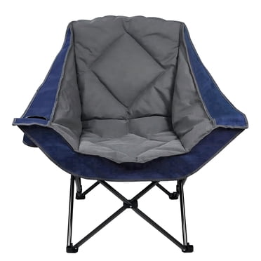 REKING Oversized Foldable Camping Chair, Outdoor Padded Lawn Chair w/cup Holder,Carry Bag for Beach, Hiking, and Picnics,Blue