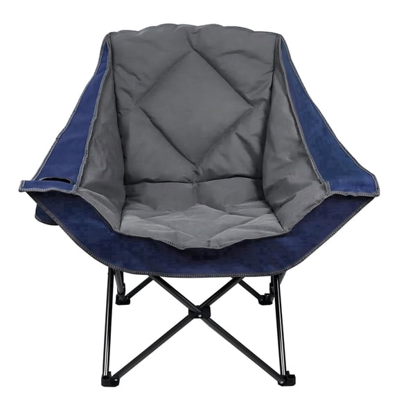 REKING Oversized Foldable Camping Chair, Outdoor Padded Lawn Chair w/cup Holder,Carry Bag for Beach, Hiking, and Picnics,Blue