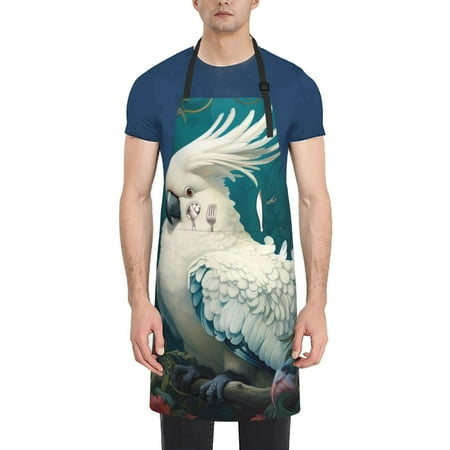 

Rateoe Tropical Parrot Floral Artwork Aprons with Pocket Men Womens Aprons Waterproof Adjustable Cooking Aprons for Kitchen Gardening and Salon