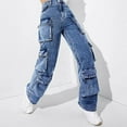 thumbnail image 5 of 2026 New Fashion Women's Jeans Cargo Pants High Waist Flap Pockets Loose Fit Women's Pants, 5 of 6