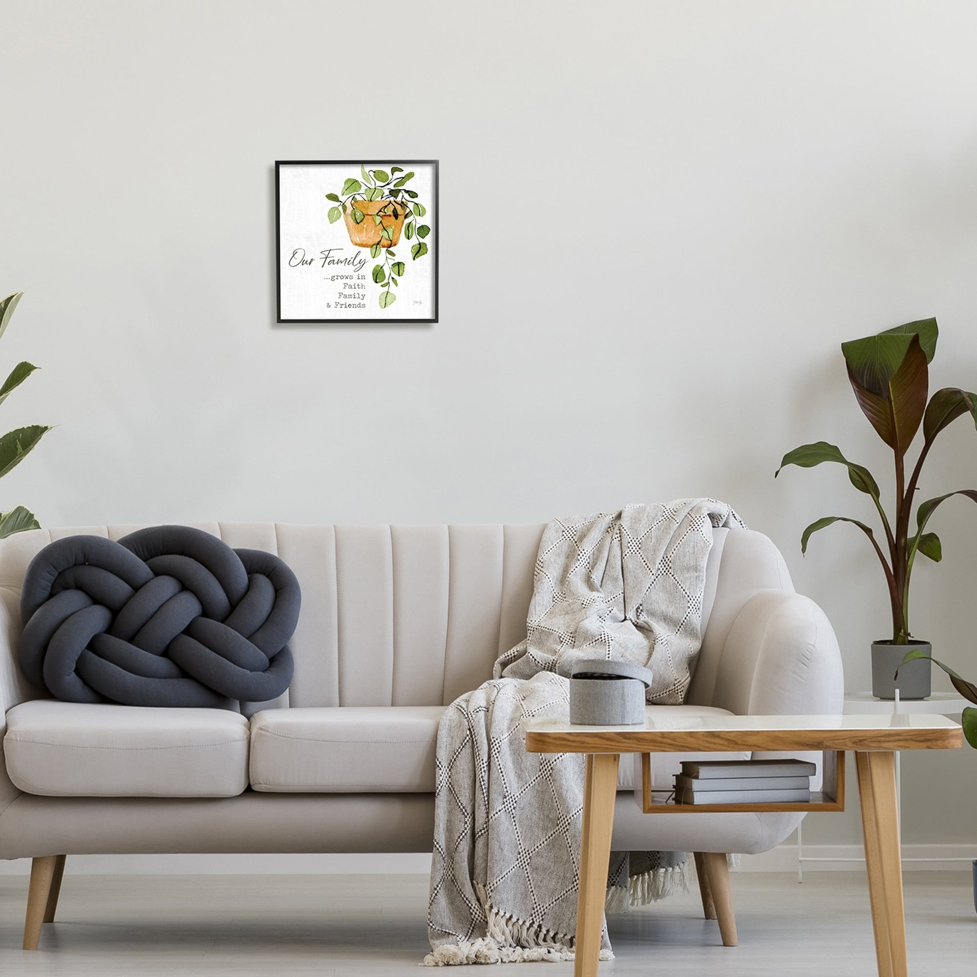 Stupell Industries Grows in Faith Family & Friends Inspirational Quote Green Plant, 24 x 24, Design by Marla Rae