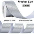 thumbnail image 2 of 10 Yards 40MM Silver Glitter Ribbon Polyester Sparkle Satin Ribbon Metallic Bling Sparkling Christmas Ribbons Bulk with Spool for Sewing Making Crafts Wreaths Gift Wrapping Birthday Supply, 2 of 9