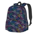 thumbnail image 1 of Disketp Cute Line Fish Mochila Escolar de Gran Capacidad y Peso Ligero, Mochila de Viaje Ideal para Escuela, Trabajo y Uso Diario, Cómoda y con Estilo, 1 of 8