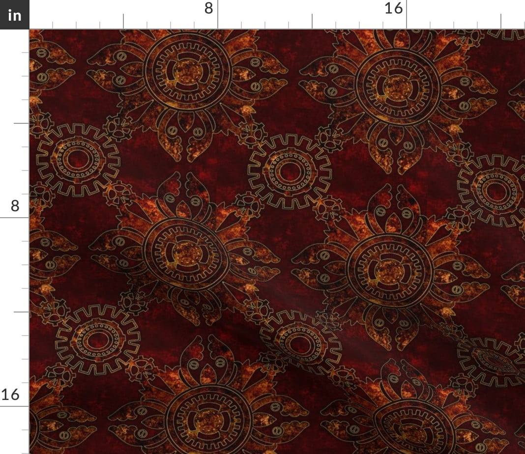 Steampunk Gears Victorian Dots Abstract Fabric Printed by Spoonflower
