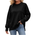 thumbnail image 2 of Womens Oversized Crewneck Sweatshirt | Soft Fleece Lined Long Sleeve Pullover, Loose Casual Fit, Workout Lounge Wear Daily Airport Outfits, 2026 Fall Winter Fashion Black L, 2 of 8