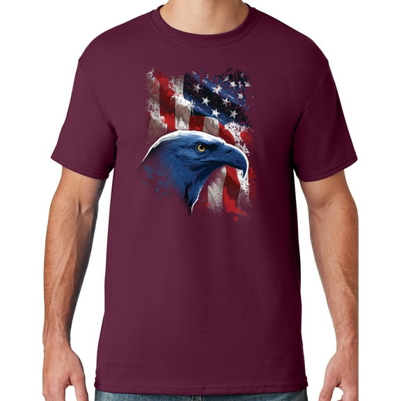 Mens American Icon Patriotic Eagle T-shirt, XL Maroon