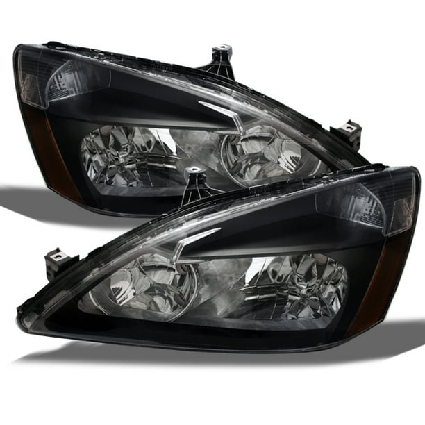 Fits 0307 Honda Accord Black Headlights Headlamps Left + Right