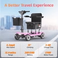 thumbnail image 3 of EAGLOG Light Weight 4 Wheels Mobility Scooter for Seniors, Electric Folding Wheelchair Device for Travel, Pink, 3 of 13