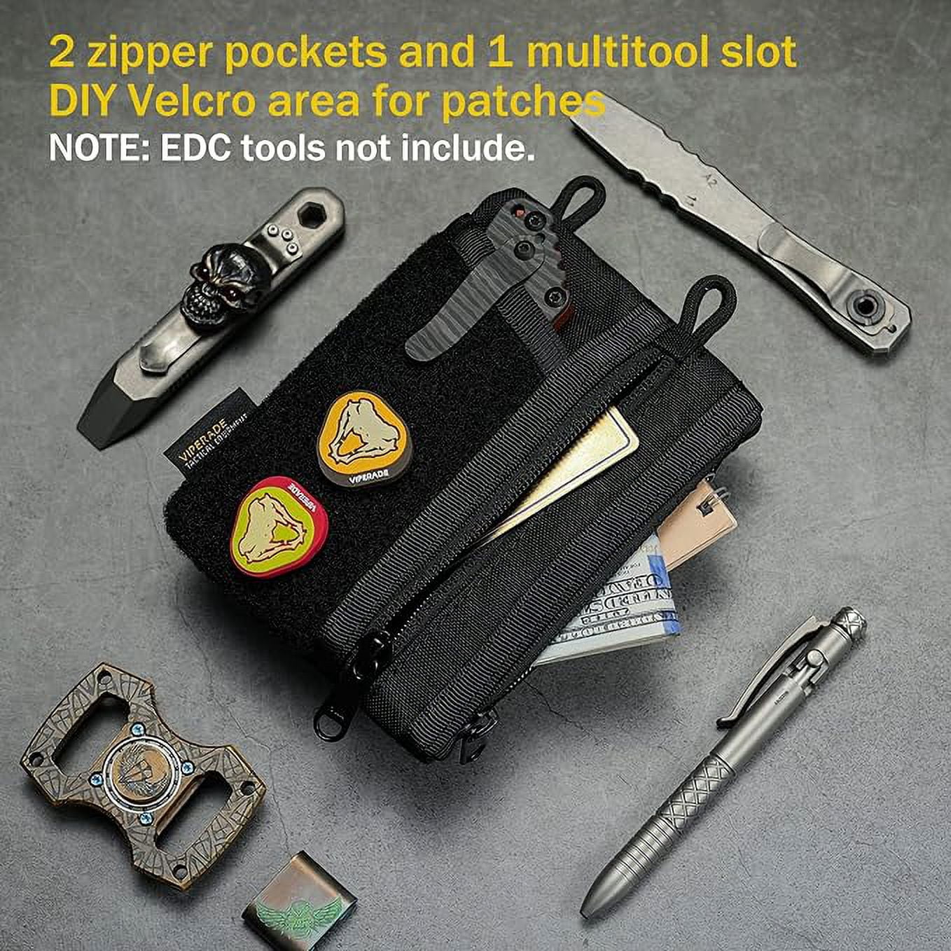 VIPERADE VE16 Pocket Organizer, EDC Pouch for Men, 7 Pockets EDC Pocket Organizer Velcro Pouch for Everyday Carry, Multitool Pocket Pouch Wallet for EDC Gears, Pocket Pouch for Men