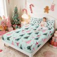 thumbnail image 3 of Manfei Holiday Queen Sheets Father Christmas Queen Sheet Sets, Black Gold 4 Pieces (1 Flat Sheet, 1 Fitted Sheet and 2 Pillowcases), 3 of 6