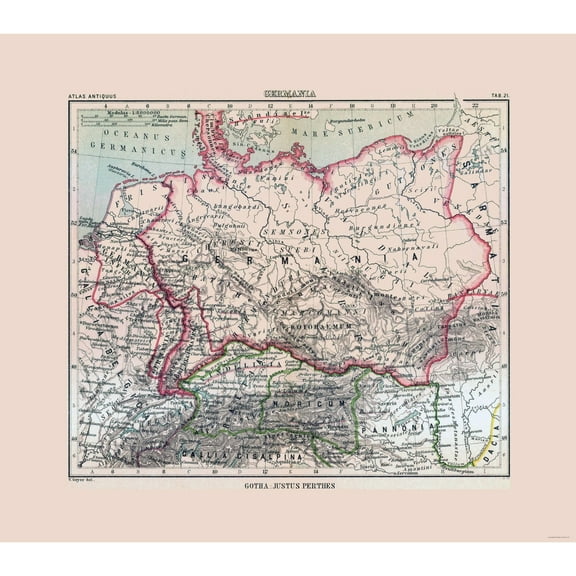Historic Map - Germany - Perthes 1896 - 26.04 x 23 - Vintage Wall Art
