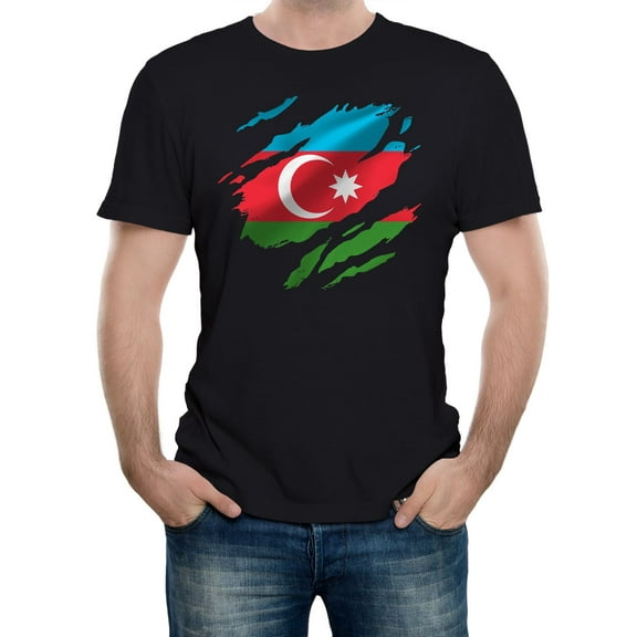 Torn Azerbaijan Flag Men's Graphic T-Shirt | Patriotic Design