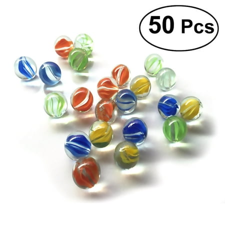 

NUOLUX Set of 50 14MM-16MM Cats Eyes Glass Shooter & Marbles Colorful Patterned Glass Beads Balls for Kids