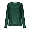 thumbnail image 4 of Womens Shirts 2026 Long Sleeve Shirts Celebration Sequin Round Neck Top For Casual Party Ready Shirt Glittery Casual Tee Tops, 4 of 5