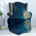thumbnail image 4 of Moon Soft Flannel Fleece Throw Blanket, Full Moon Reflected on the Calm Water of a Tropical Beach Blue Toned Image, Cozy Plush for Indoor and Outdoor Use, 50" x 70", Blue White, by Ambesonne, 4 of 5