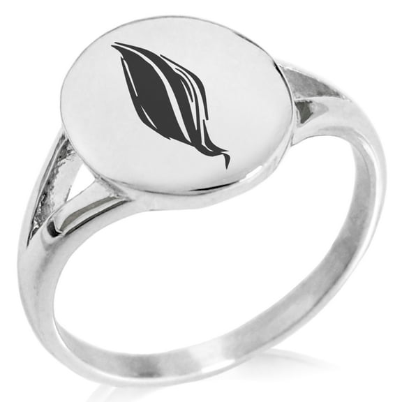 Stainless Steel Elemental Fire Nation Minimalist Oval Top Polished Statement Signet Ring