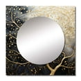 thumbnail image 2 of Designart "Luminous Tangle Golden Branch II" Tree Monochrome Square Mirror Wall Decor Traditional - Large Gold Square Bathroom Mirror - Square Printed Wall Mirror Art, 2 of 5