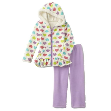 Infant & Toddler White & Purple Green Blue Hearts Girls Hoodie & Leggings Outfit