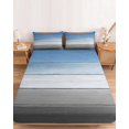 thumbnail image 2 of Twin XL Size Fitted Sheet Set - Blue Gray 2 Piece Bedding Sets 16" Deep Pocket Fitted Sheet with 1 Pillowcases, Vintage Farmhouse Gradient Wooden Grain Art Brushed Microfiber Hotel Luxury Bed Sheets, 2 of 9