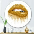 thumbnail image 2 of Designart 'Girl Lips With Glitter Gold Sparkles' Modern Circle Metal Wall Art 36x36 - Disc of 36, 2 of 5