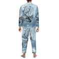 thumbnail image 7 of Salouo Winter Reindeer In Snowy Mountains Print Button-Front Long Sleeve Pajama Set for Men, Soft 2Pjs Men's Long Sleeve Sleepwear -Large, 7 of 7