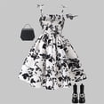 thumbnail image 5 of Girls Easter Dress Bowknot Design Dress Ruffle Short Sleeve Long Summer Dress for Girls Summer Outfits Beach Sundress (Black,8-9 Years), 5 of 5
