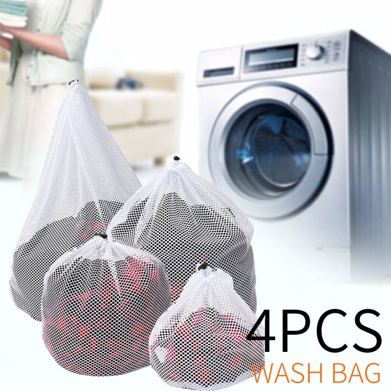 4 Sizes Upgraded Drawstring Mesh Wash Bag for Washing Machine, Durable