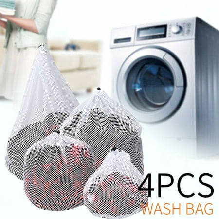 

4 Sizes Upgraded Drawstring Mesh Wash Bag for Washing Machine Durable Laundry Net Washing Bag for Travel Bra Baby Cloths Toy Storage