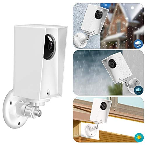 Wyze Cam Pan Wall Mount White Weather Proof Anti-Sun Glare and UV Protection Outdoor/Indoor Adjustable Bracket with Protective Skin Case for Wyze Cam Pan 1080p Security Camera 2pack