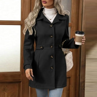 Men Short Coat Notched Collar Wool Coat Button Down Overcoat