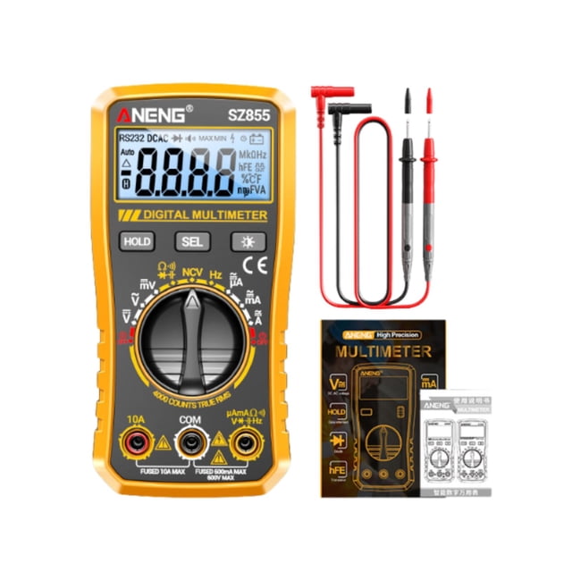 KLKCMS Digital Multimeter Non Contact Auto Ranging Tester for Cars Fuses Continuity Yellow Standard