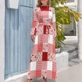 thumbnail image 4 of Red And White Patchwork Dress Valentine Heart Trendy Maxi Dress Boho Beach Long Dresses High Waist Graphic Clothes, 4 of 5