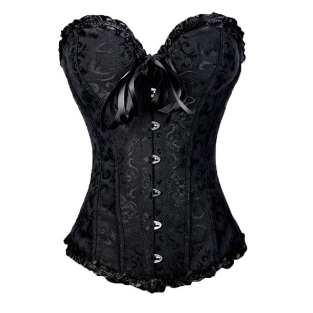wybzd Women Corset Bustier Push Up Lingerie Top Shapewear Overbust Cincher Top Plus Size Black L