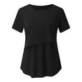 thumbnail image 5 of Edvintorg Nursing Clothes for Women Breastfeeding Fashion Solid Color Round Neck Short Sleeve Breastfeeding Tops Maternity Shirt, 5 of 7