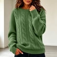thumbnail image 5 of Cable Knit Sweaters for Women Fall Winter Retro Casual Soft Crewneck Plain Pullover Ladies Long Sleeve Tops (M, Green), 5 of 8