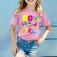 thumbnail image 2 of WEIYLL Girls T Shirts 80S Carnival Colour Letter Printed Round Neck Short Sleeved Activewear Clothes for 10-11 Years, 2 of 4