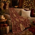 thumbnail image 3 of Rose Medallion Damask Living Room, Festive autumn celebration Scene, Warm Flannel Blanket for Living Room and Reading Nook, Art Lovers autumn celebration Gift, Festive Home Decor, 3 of 9